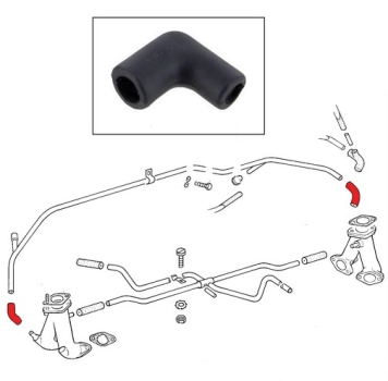 Angled vacuum connection inlet manifold (each) Type-4 engine 1700cc: until 7.1972 left 8.1972 and later left and right 021129637C